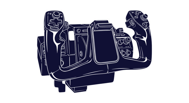Professional Flight Simulator Control Yoke Illustration for Pilot Training and Aviation Gaming Gear