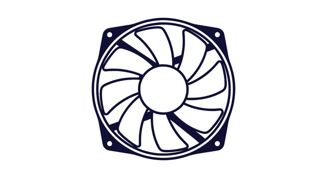 Flat Vector Illustration of a Computer Cooling Fan Icon for Hardware Thermal Management Systems