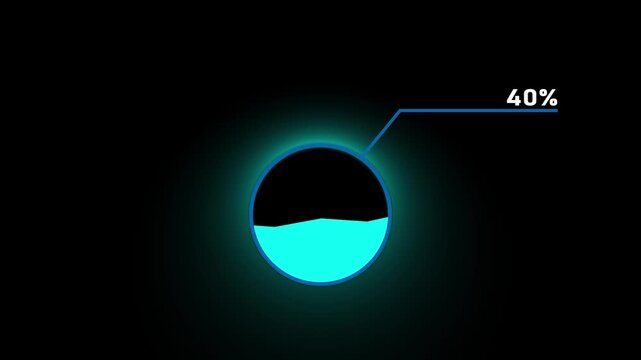 Circular infographic element showing 40 percent with segmented circle and connecting line percentage.4k video.
