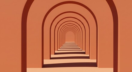 Fototapeta premium Endless Corridor of Terracotta Orange Arches