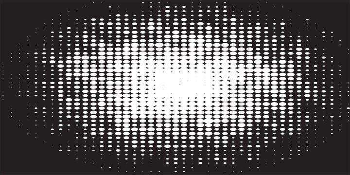Abstract halftone bitmap overlay background banner with a pixel square pattern for tech designs, posters, flyers, web backgrounds, digital art, album covers, and modern graphic projects. Vector