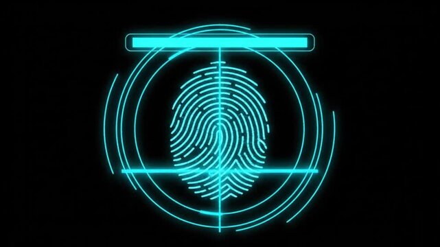 Minimal Futuristic Fingerprint Scan Loop Animation on Black Background