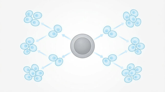 Conceptual image of stem cells differentiating into cartilage cells. 
