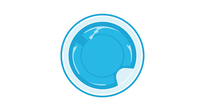 Circular hot tub vector illustration with blue water ripples and white border isolated on white background top view.