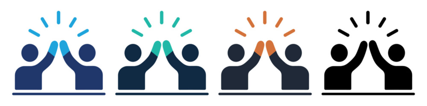 high five people teamwork celebration icon set on transparent background