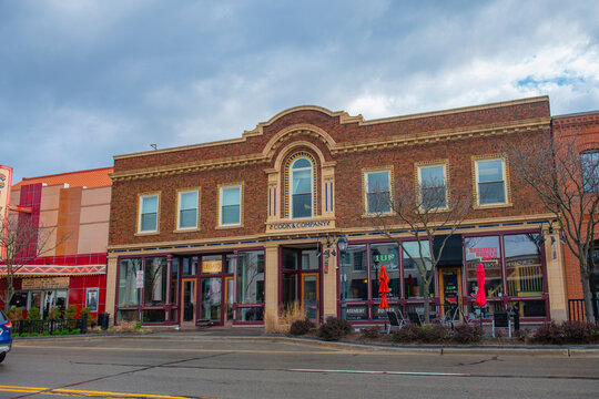 Cook and Company building at 33316 Grand River Avenue in historic city center of Farmington, Michigan MI, USA.  