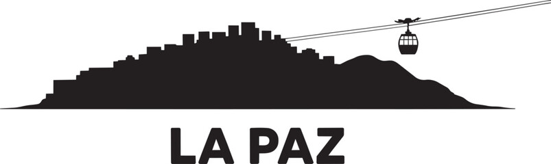 La paz Bolivia city skyline silhouette with cable car and mountains in outline style graphic design © pyenga