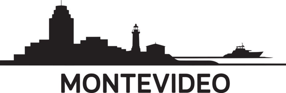 Montevideo skyline silhouette featuring cityscape buildings lighthouse with city graphic design