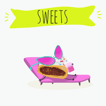 Funny Characters mostaccino, Ossa di morto, le ossa dei morti, italy dessert, hand drawn vector illustration.
