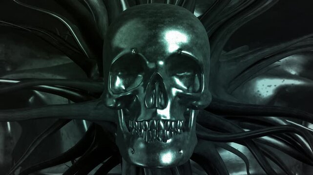 Dark Skull Background Loop &ndash; Horror Metal VJ Visual