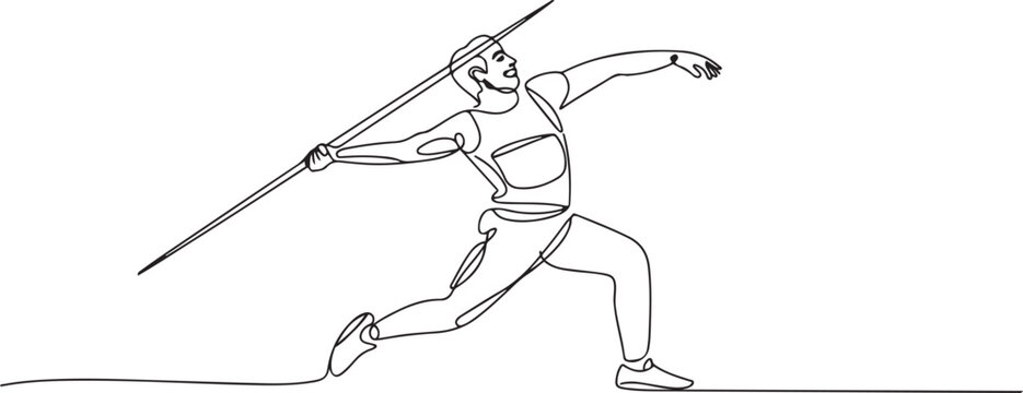 Javelin Thrower vector, Javelin Thrower players cartoon doodle sketch drawing, Indian Javeline thrower winner. one line Icon drawing