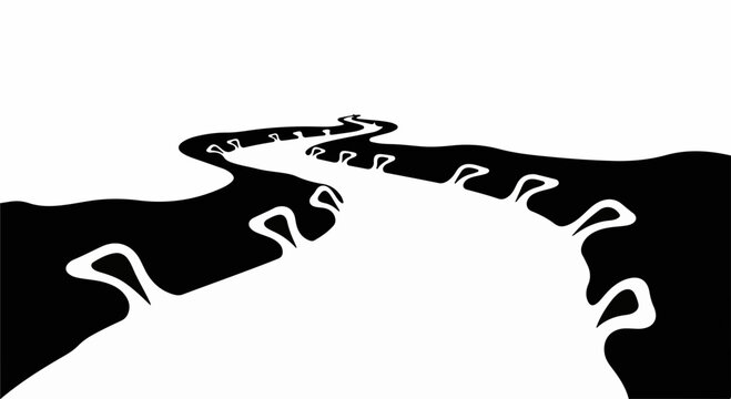 Abstract winding path leading forward into a bright, unknown future