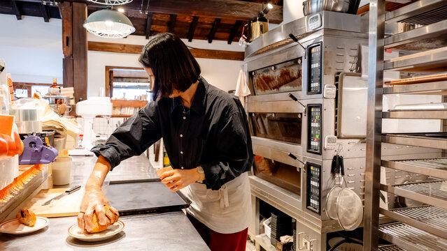 Cozy coffee shop in South Korea with fresh bread