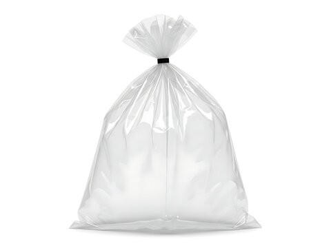 plastic bag mockup with black tie isolated on white background