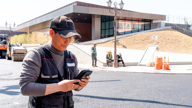 Asphalt paving work in Gyeongju, South Korea
