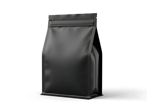 A black bag with a zipper on a white background