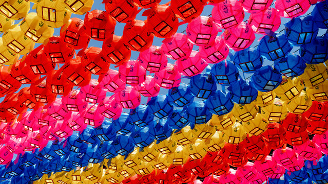 Colorful lanterns at Jogyesa Temple in Seoul