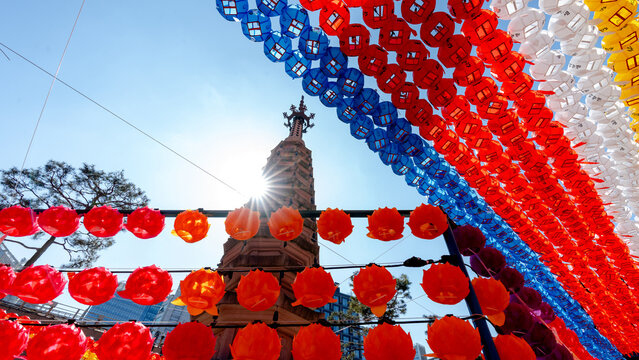 Colorful lanterns at Jogyesa Temple in Seoul