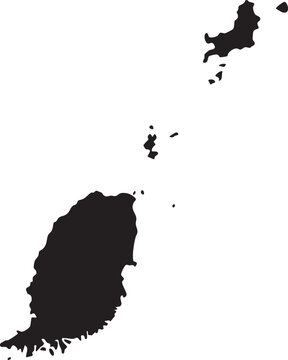 Minimalist black silhouette map of Grenada a detailed vector illustration of the Caribbean island nation suitable for geographical and travel applications