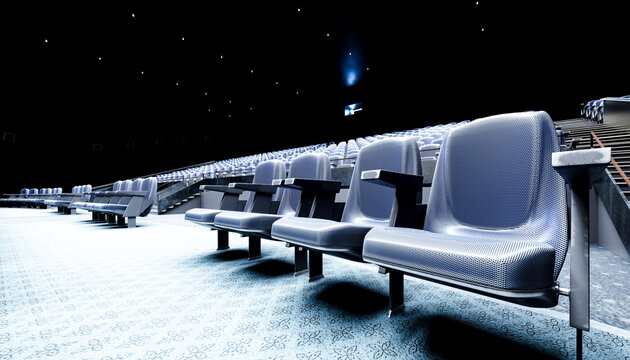 Empty movie theater with modern seating arrangement