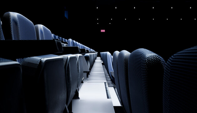 Empty seats in a modern movie theater