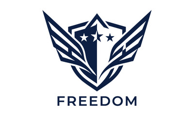 Fototapeta premium Freedom emblem logo with wings and stars