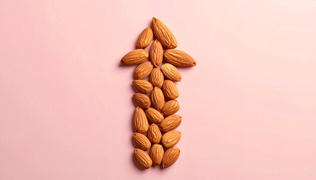 Almond Arrow on Soft Pink Background