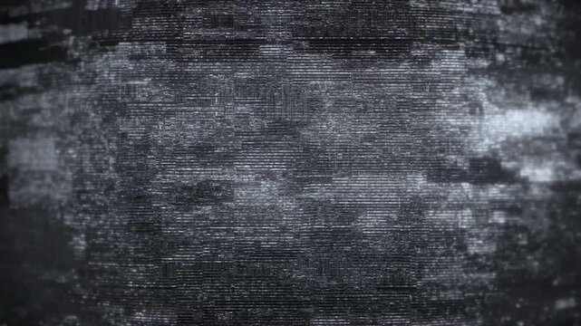 Digital Glitch Data Stream with Cyber Technology Noise Patterns and Visual Interference