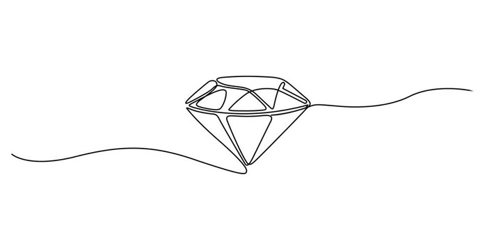Self drawing line animation Diamond continuous line drawn concept, Video. Continuous animation of drawing a single-line diamond. One editable line of diamond jewelry. Beauty and fashion concept