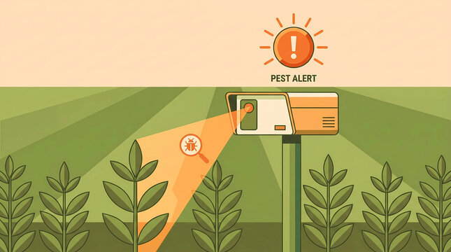 AI Smart Pest Detection Camera Scanning Crops for Agriculture Monitoring