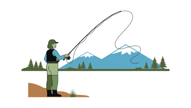 Man fishing with a rod outdoors.