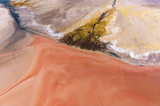 Colorful earth patterns in aerial texture, Altiplano Chile