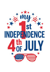 Fototapeta premium Patriotic typography design for first independence fourth of July.