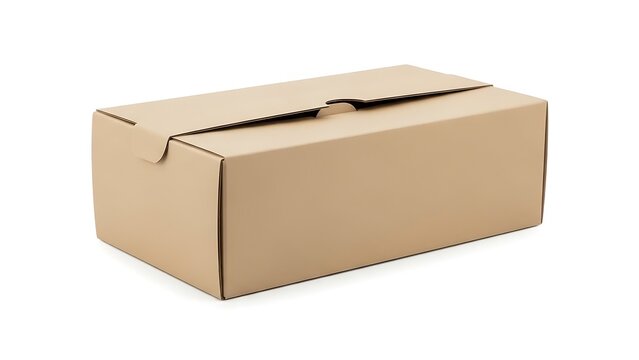 A brown cardboard box with a slit on top