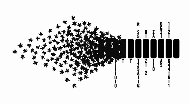 Abstract representation of data fragmentation and digital transformation