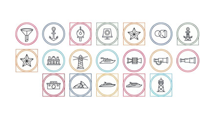 Nautical Icons Collection: Ships, Lighthouses, Buoys, Anchor, Starfish © masyaa