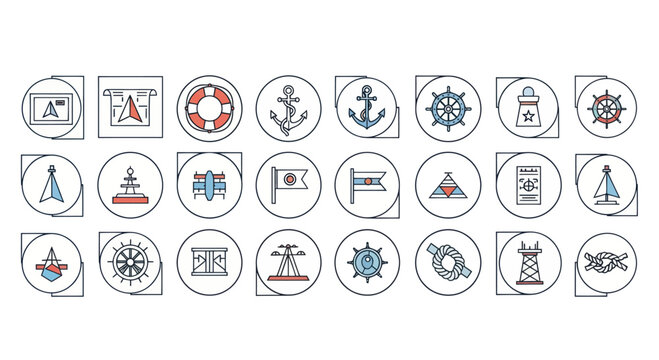 Nautical Icons Set: Marine, Sailing, and Ocean Symbols Collection