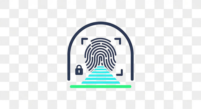 Digital fingerprint scanner icon representing modern biometric security and identity protection