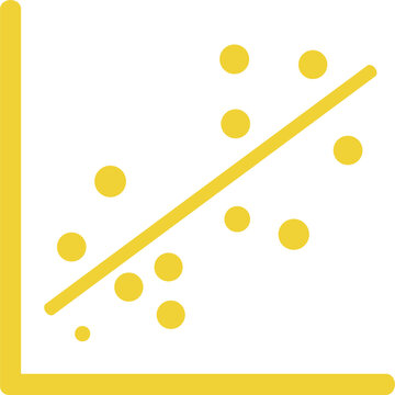 Scatter Plot Chart Icon with Linear Regression Line for Statistical Correlation