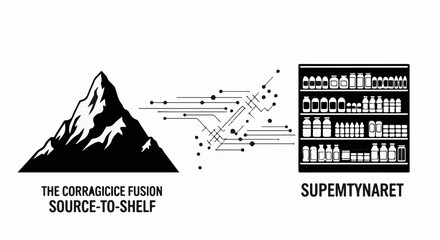 Fototapeta premium Abstract representation of a supply chain journey from natural source to retail shelf