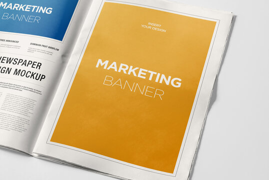 Newspaper Advertising Banner Mockup 3D Rendering Isolated Background