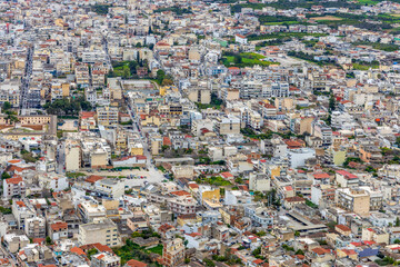 Fototapeta premium Aerial View of Argos, Peloponnese region, Greece, from the hill of the Castle of Argos (Larisa)