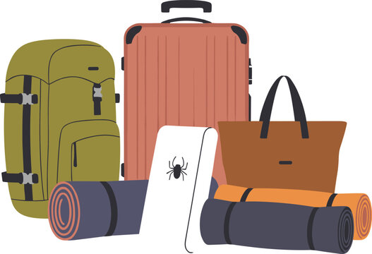 Assortment of Travel Gear and Camping Equipment luggage