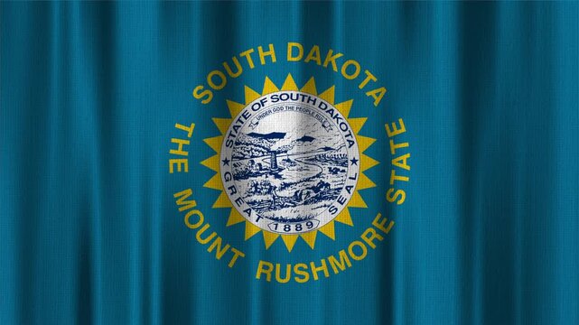 South Dakota Flag Animation With Fabric Texture