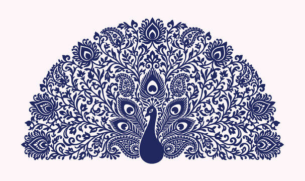 Abstract ornament element. peacock in arabic style with traditional intricate geometric design.