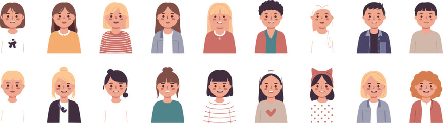 Obraz premium Diverse Group of Cartoon People Avatars characters