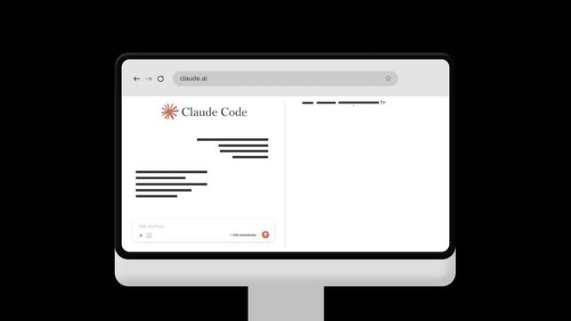 Animated 3D Claude Code Generating for Computer Concept | Alpha channel