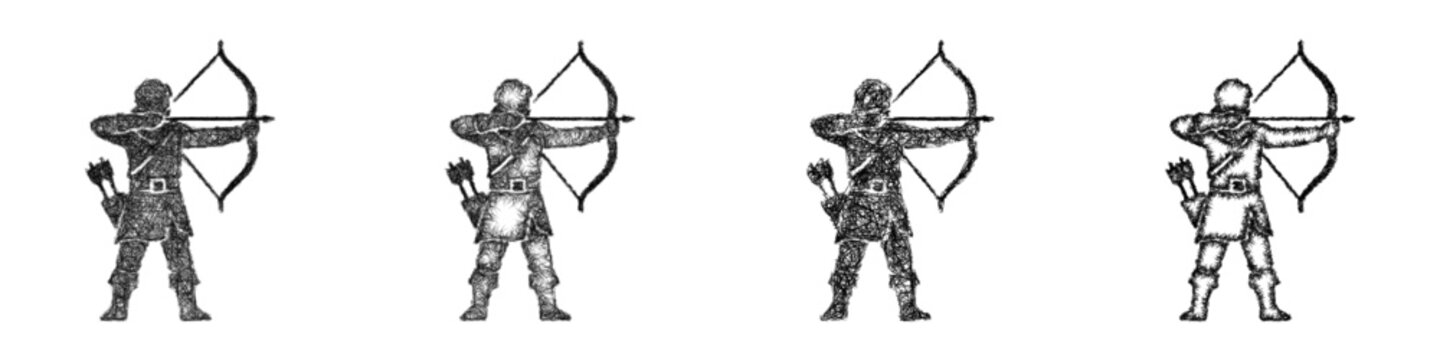 Sketch archer icon design set