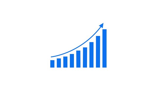 Business growth concept in graph chart showing marketing sales profit increasing to future target. Motion graphics of business graph concept