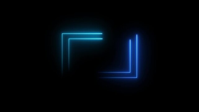 Frame glowing light saber animation, square frame glowing light, saber frame, neon. Motion graphics of photo frame concept